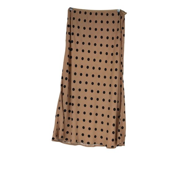 REFORMATION JEANS - WOMEN'S M/L - BROWN W/ BLACK POLKA DOTS ELASTIC WAIST SKIRT